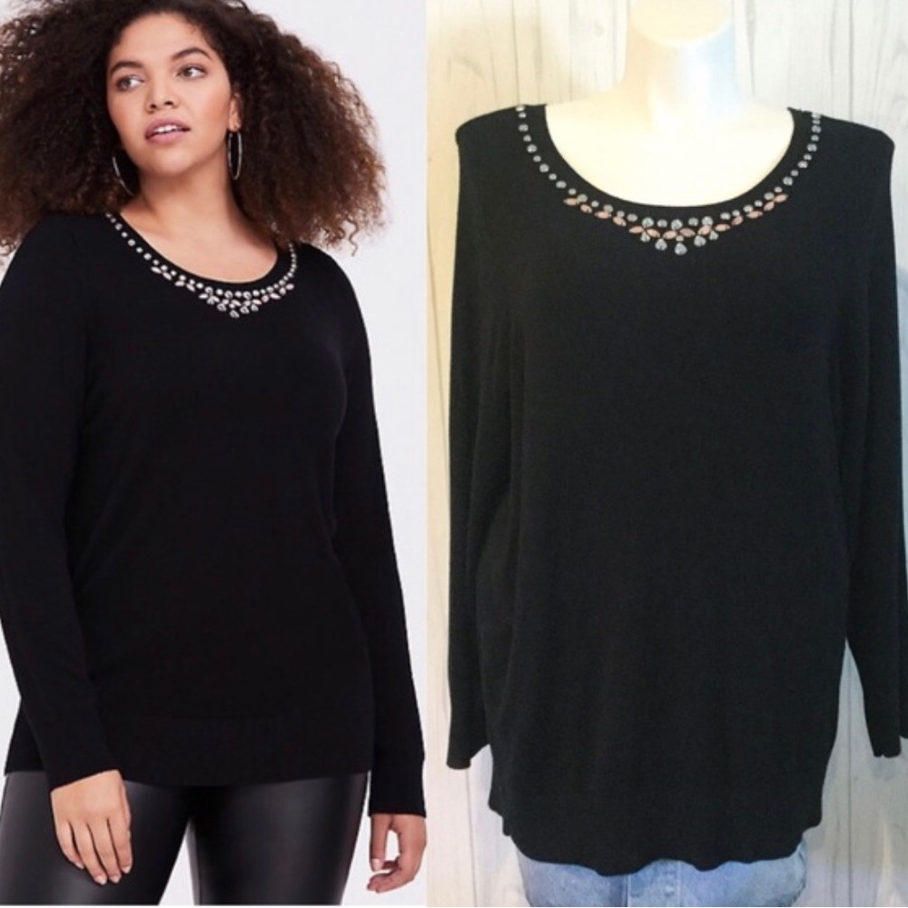 Torrid Black Beaded Jewel Sweater Size 1
